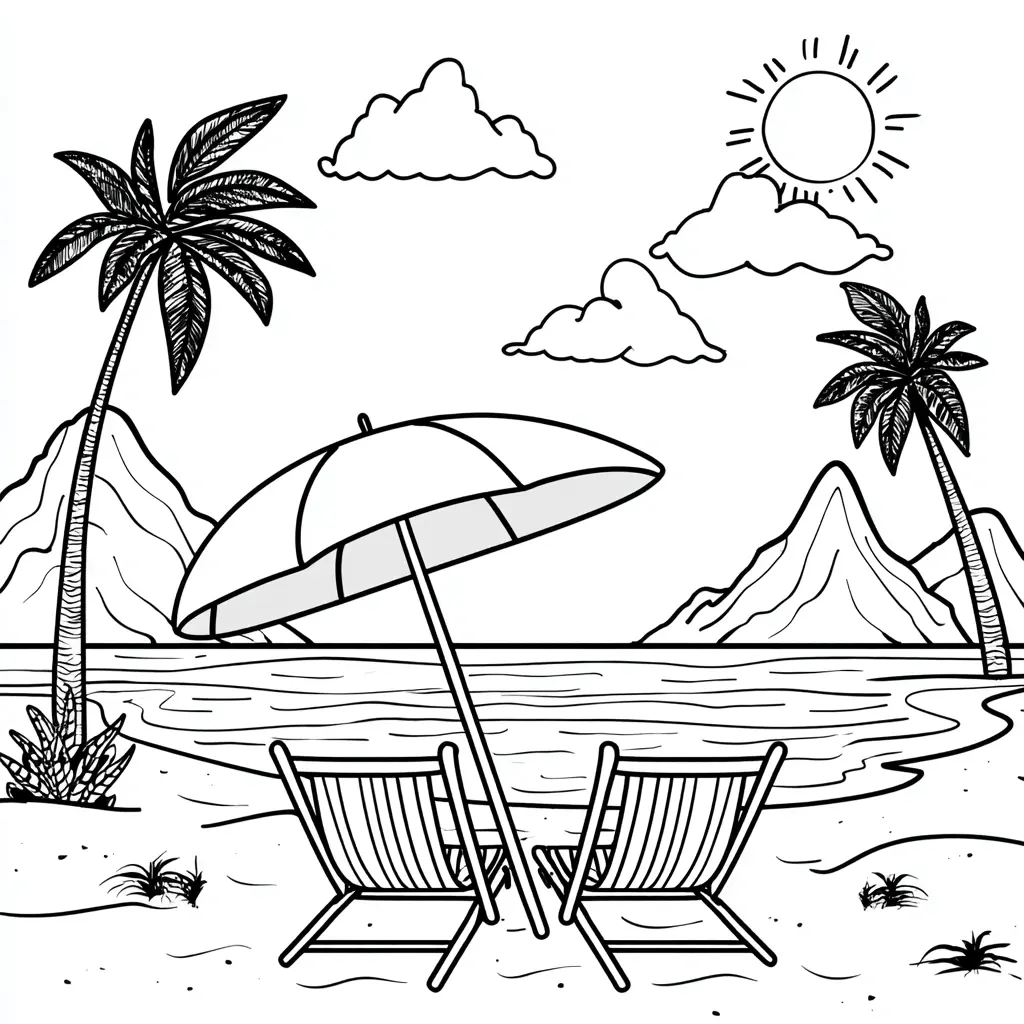 Summer vacation-themed coloring books